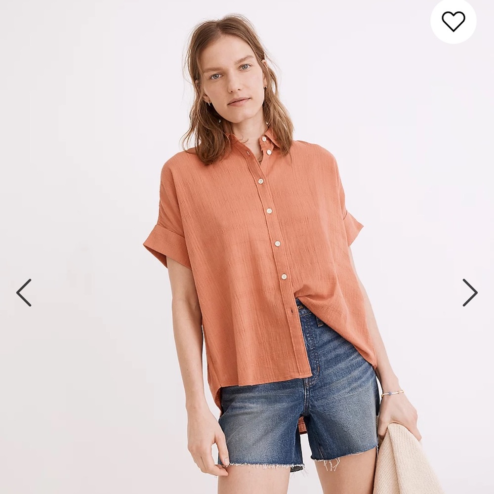 NWOT Madewell Courier Pintuck-Back Shirt in Textured Windowpane